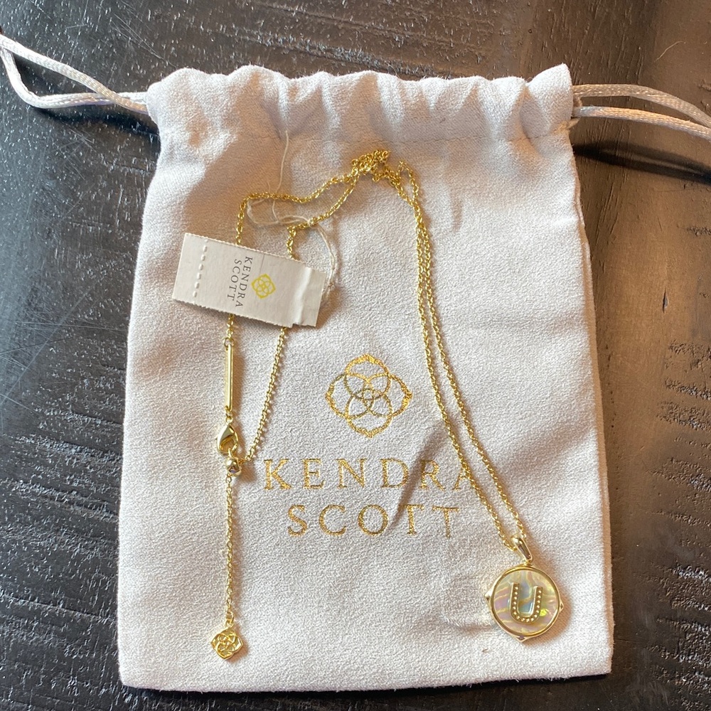 Kendra Scott Gold Necklace Letter U Pendant